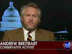 O ativista conservador Andrew Breitbart divulgou em seu site vídeos distorcidos que difamam indivíduos e instituições progressistas dos Estados Unidos.  - Foto:One News Page