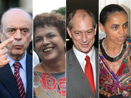 José Serra, Dilma Roussef, Ciro Gomes, Marina Silva; nenhum deles se apresenta, em tese, como de direita; como tampouco são de 	ESQUERDA, personificariam o pragmatismo possível na polititica brasileira. É apenas isso a disputa de poder no Brasil?  - Foto:R7