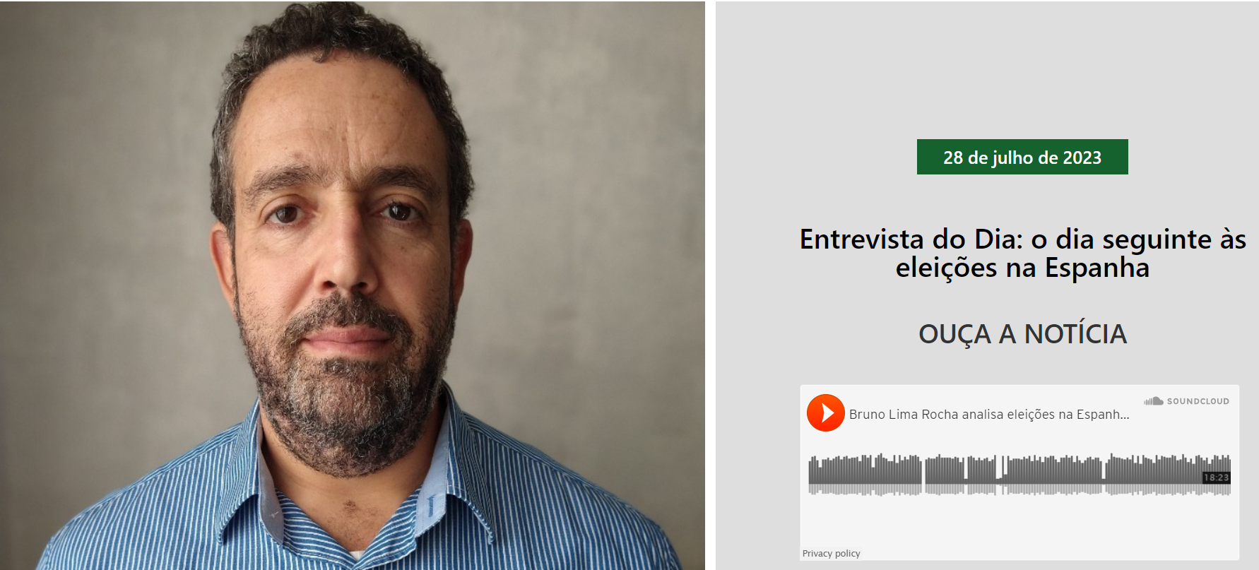 Entrevista para a Rádio Brasil Campinas a respeito das eleições de Espanha